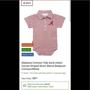 Brand new University of Alabama GARB 3M onsie